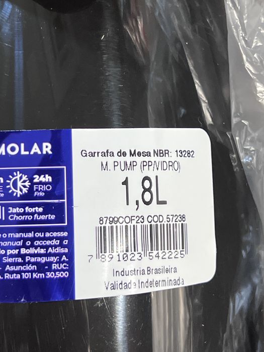 Garrafa Térmica Termolar Magic Pump 1.8L - Nova (Preto/Dourado)