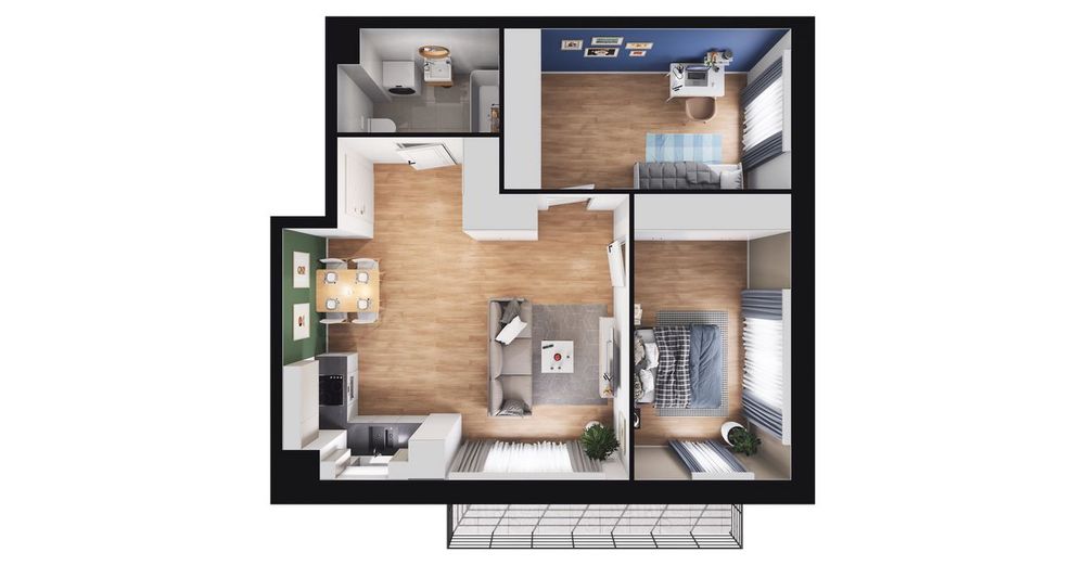 3-pokojowe mieszkanie 55m2 + balkon