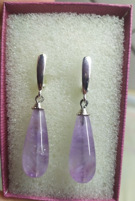 Серьги  Аметист  Пренит  Розовый кварц   Натуральный камень