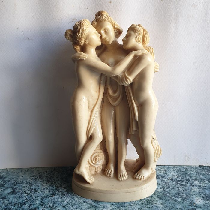 A. GIANNETTI The Three Graces Resin Sculpture Italian Art Nouveau Deco
