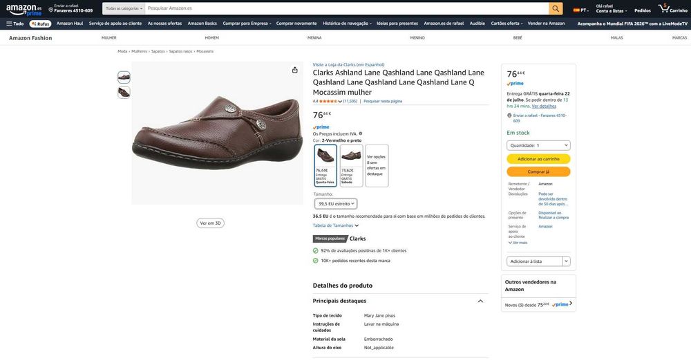 Clarks Ashland Lane Q mocassim feminino Tam 39,5
