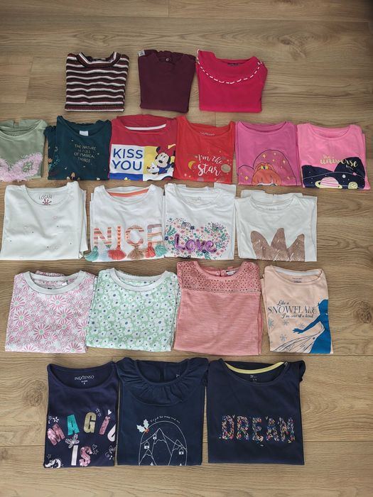 T-shirts manga comprida, menina, tamanho 5/6 anos