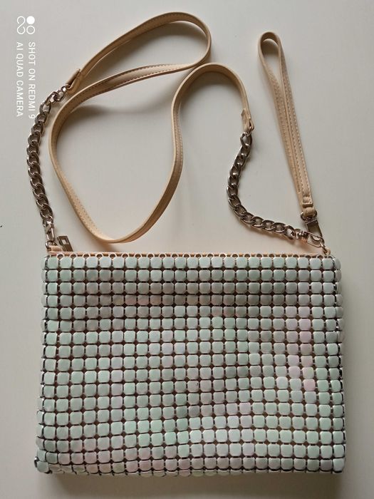 Przepiękna! torebka kopertówka MOHITO z metalowych kwadracików