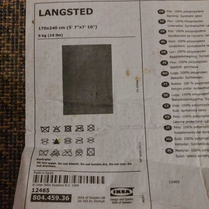 Vendo tapete do ikea pelo curto cinza 170x240