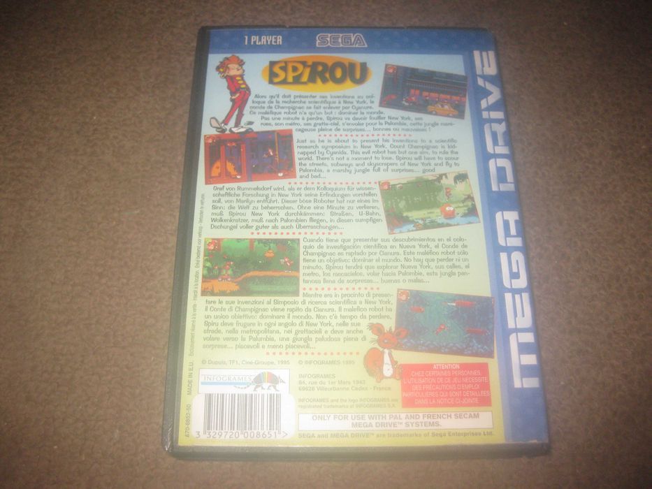 Jogo "Spirou" para Sega Mega Drive