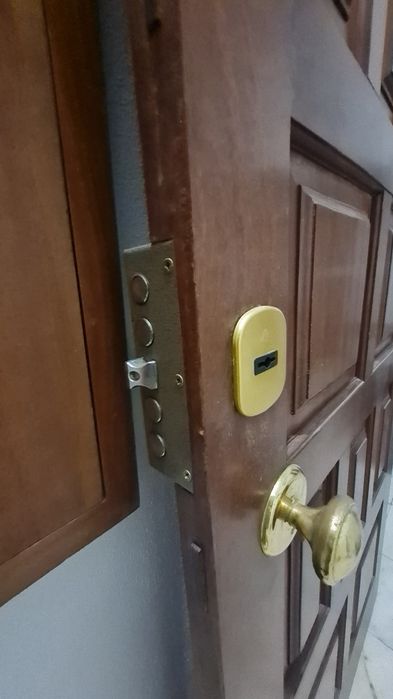 Porta de entrada em madeira maciça sem aro