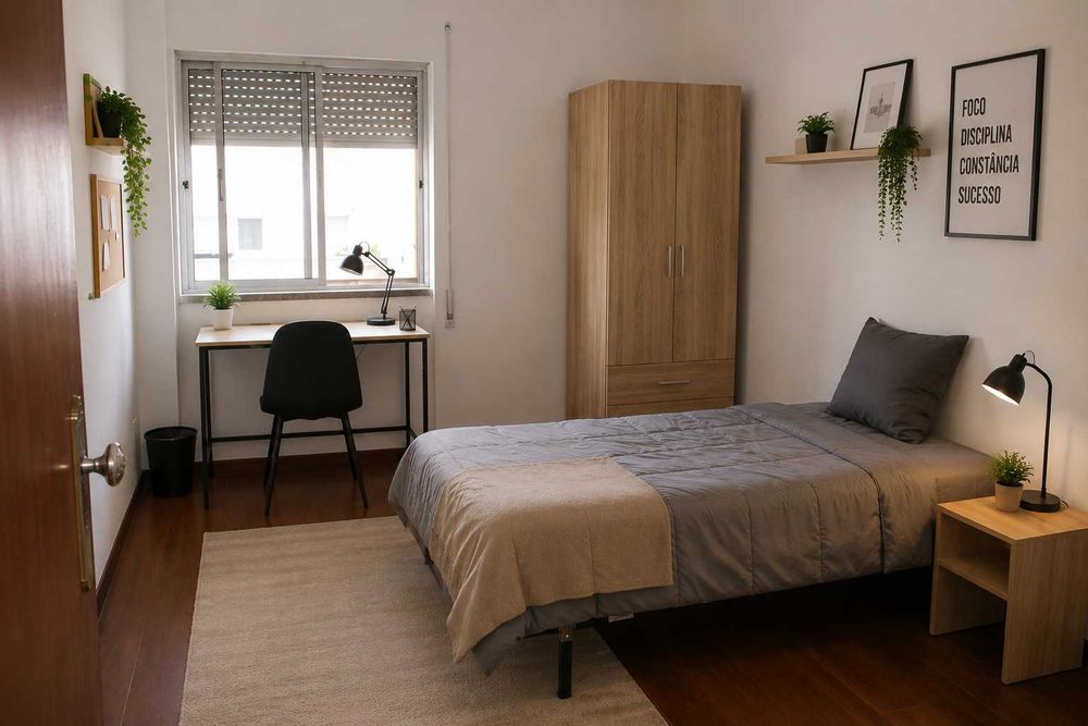 Quartos mobilados no centro de Castelo Branco | Despesas incluídas | Terraço privado | Limpeza | Ideal para estudantes e jovens profissionais