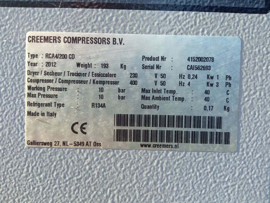 Kompresor śrubowy creemers 4 kw