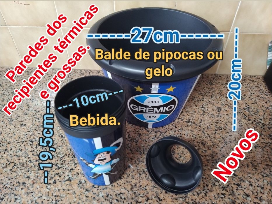 Balde de gelo e copo térmico. GRÊMIO FBPA kit casa quarto apartamento.
