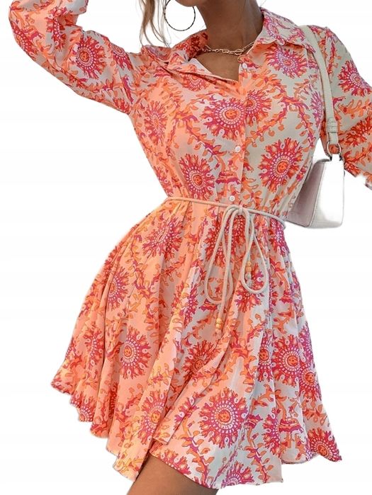Sukienka Koszulowa Boho Orientalne Wzory L 40