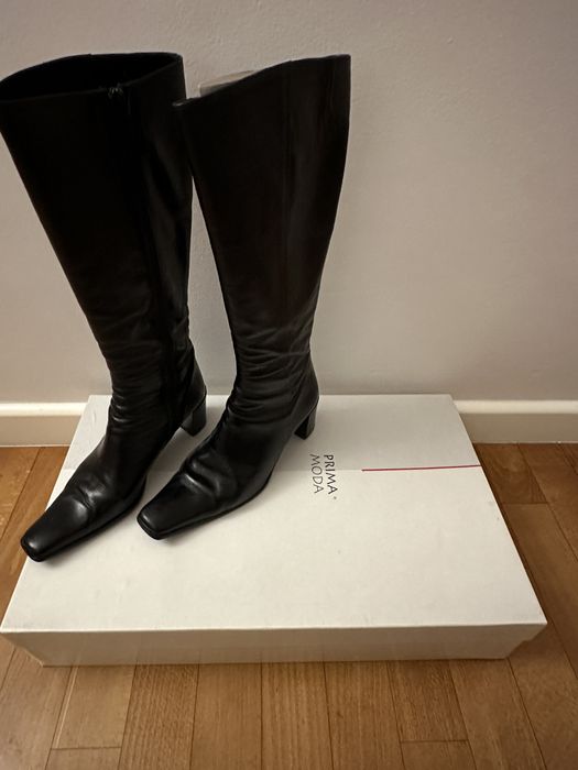 PRIMA MODA - Kozaki na obcasie -  CAŁE ZE SKÓRY - Rozmiar 37,5