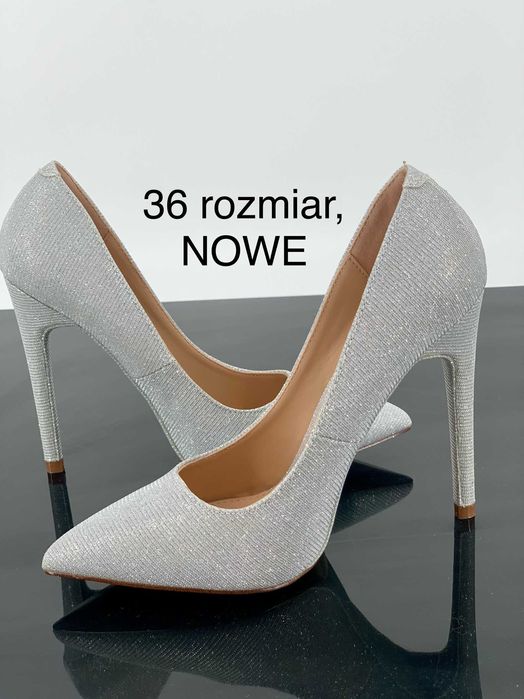 Srebrne szpilki czółenka 36 nowe eleganckie