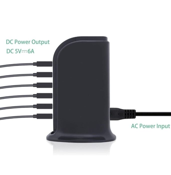 YZACK 30W 5V 6-portowa stacja ładująca USB HUB