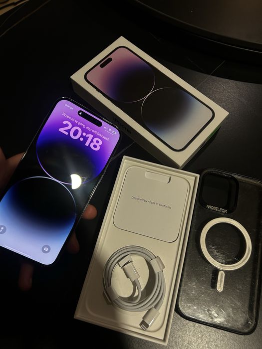 Iphon 14 Pro Max 256gb + ładowarka+ 2 pancerne etui