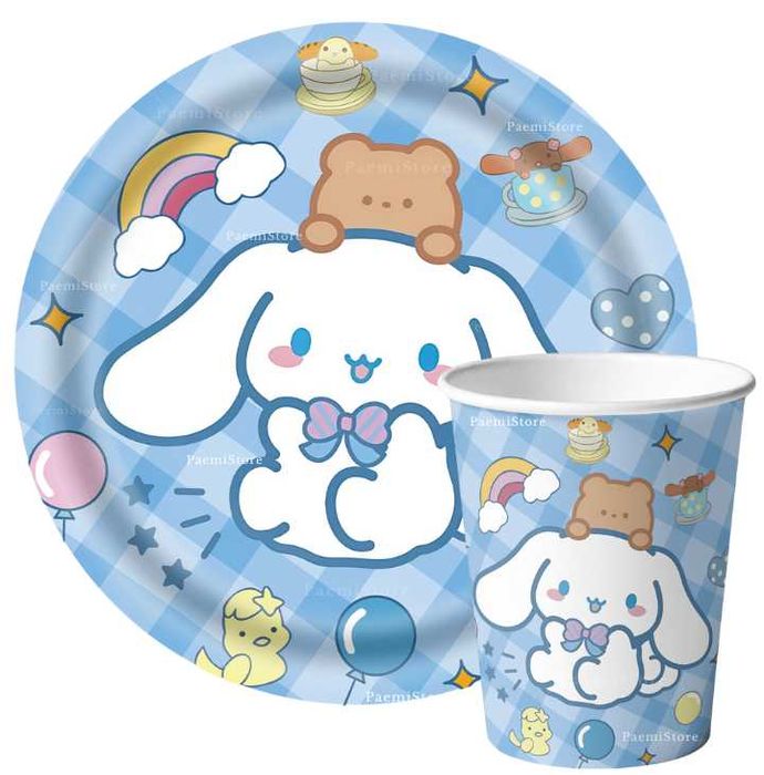 Cinnamoroll zestaw urodziny kubki talerze 40 elem. kubeczki talerzyki