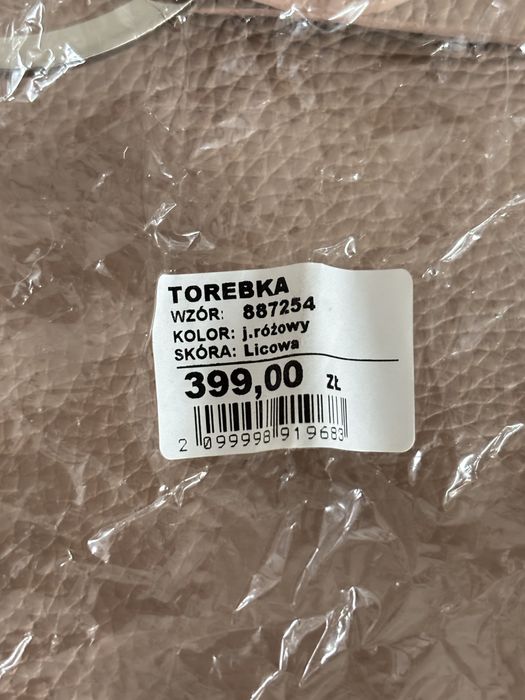 Torebka kuferek skóra licowa beż jasny róż Wojas mała stan bdb