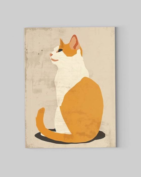 Obraz na płótnie "Geometryczny Kot w Abstrakcji" 90x120 cm