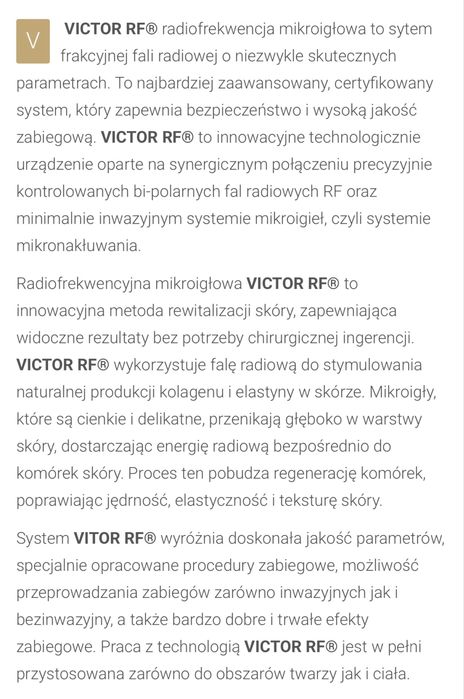 Radiofrekwencja Mikroigłowa VICTOR