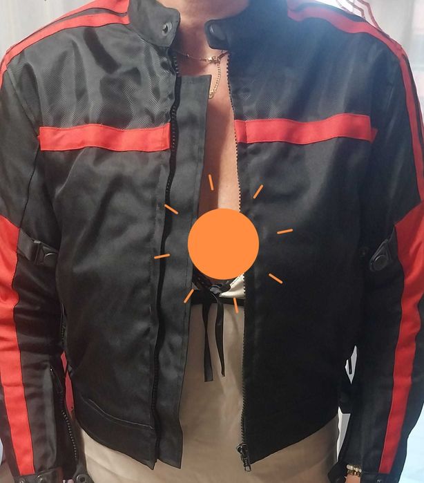 Blusao moto marca casa das peles tamanho (L) vermelho e (XL) laranja com proteção ombros e cotovelos