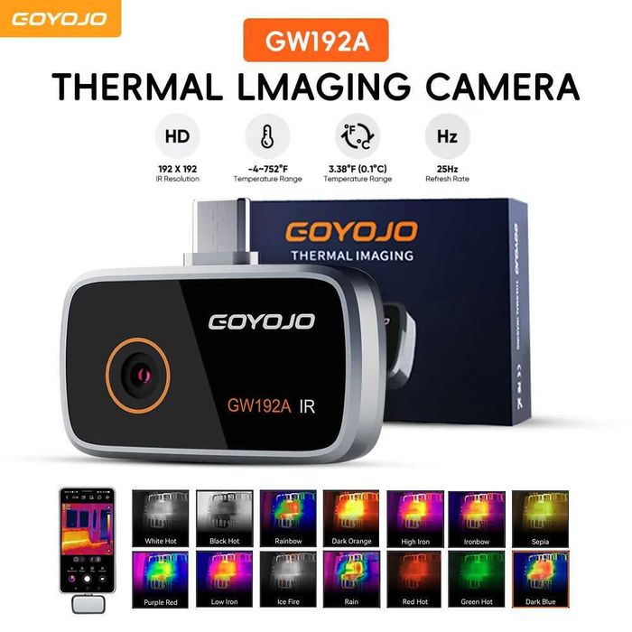GOYOJO GW192A 192×192 тепловізор портативний USB-C Android Iphone 25Гц