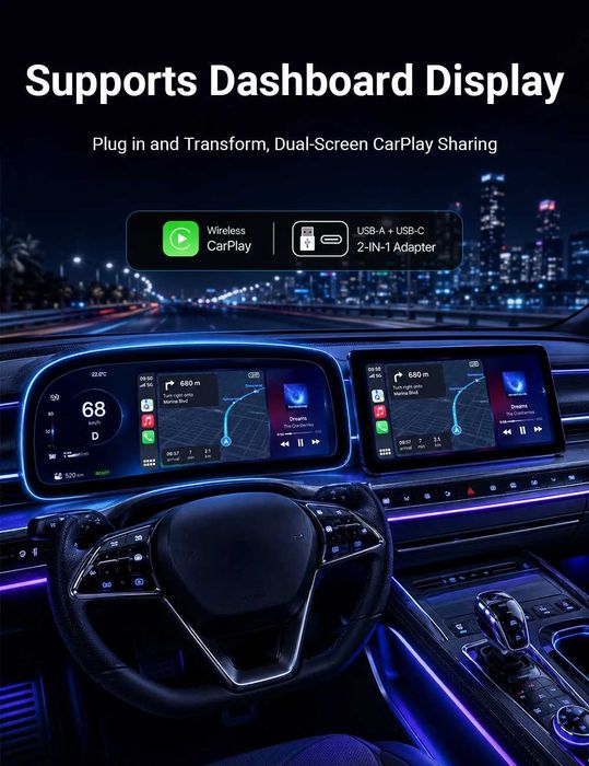 [CarPlay] + [AndroidAuto] Якісний бездротовий адаптер | Працює з усіма авто | Легке налаштування | Стабільне підключення | + надаю час на перевірку