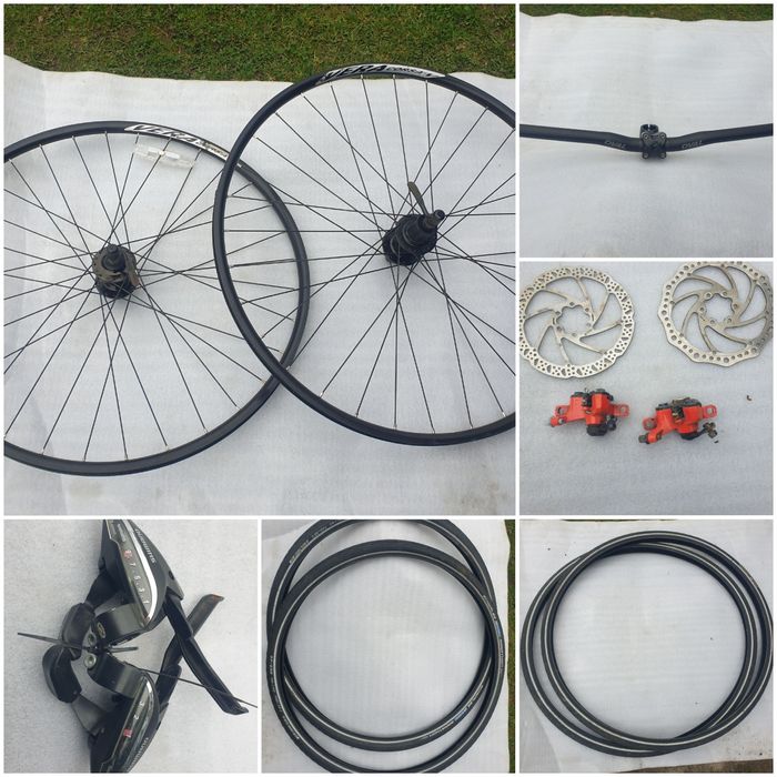 Części rowerowe rama XL 29 koła 28" kierownica zaciski manetki