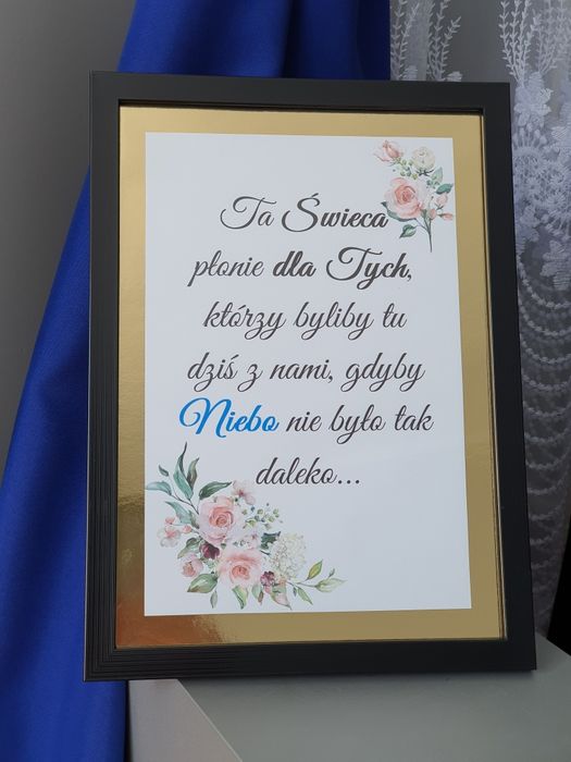 Karta ta świeca płonie... Ku pamięci, format A4 ślub wesele