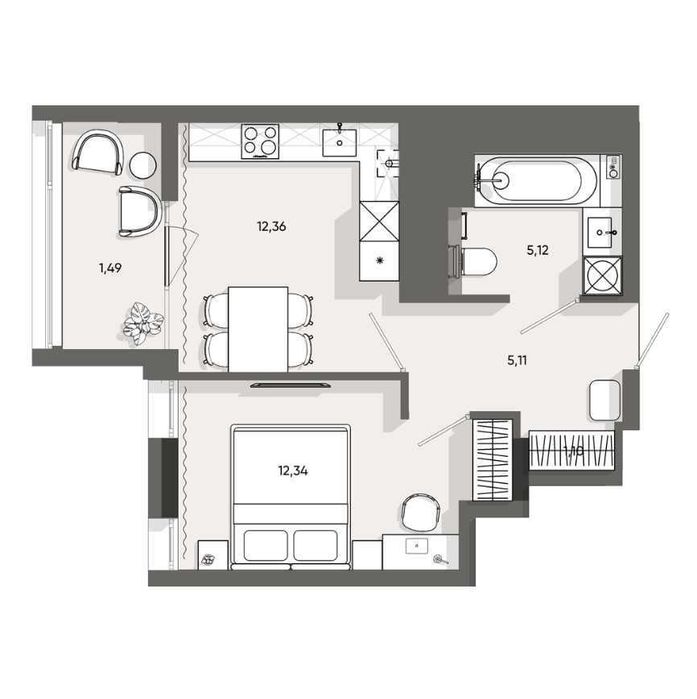 1-кімнатна квартира за адресою (площа 37,5 м²) - Atlanta.ua - фото 2