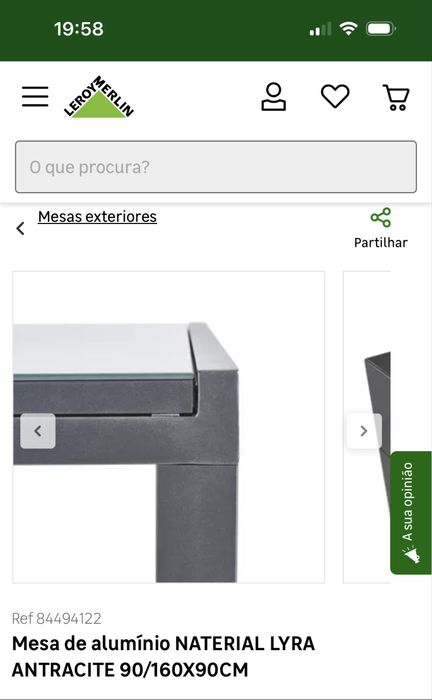 Mesa de alumínio NATERIAL LYRA ANTRACITE 90/160X90CM