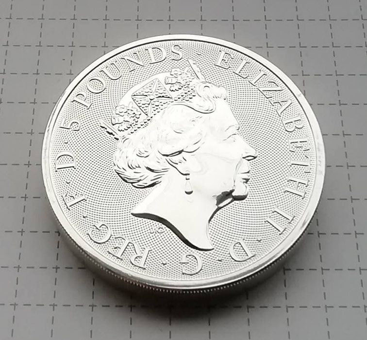 Велика Британія 5 фунтів 2020р. Білий кінь Ганновера. 2 унції. СРІБЛО.