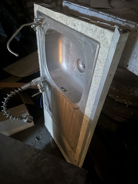 Zlewozmywak alumniowy +bateria +polka