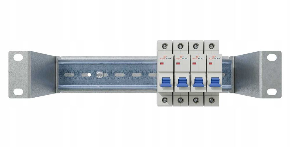 Panel Dystrybucji Napięć RACK 10" 1U/110/11xS DIN TS35/TH35 Ocynk