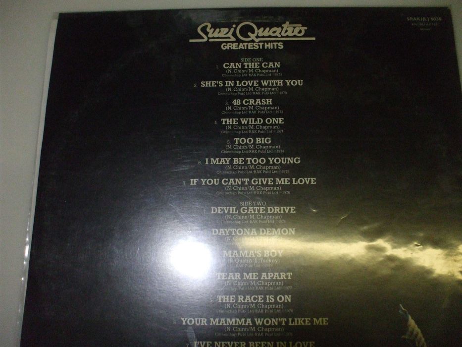 Пластинка Suzi Quatro / greatest hits. в очнь хорошем состоянии