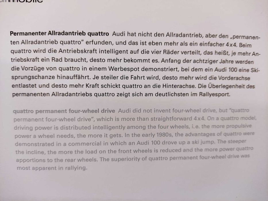 Pocztówka widokówka Audi quattro permanent four-wheel drive