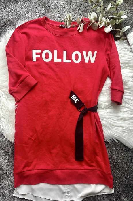 Czerwona tunika oversize xs/s bershka
