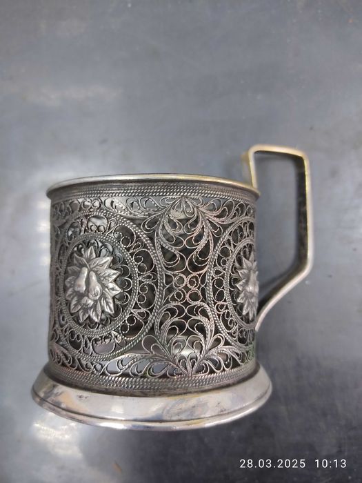 Антикварный подстаканник времён СССР 1955 г серебро или посеребрённый