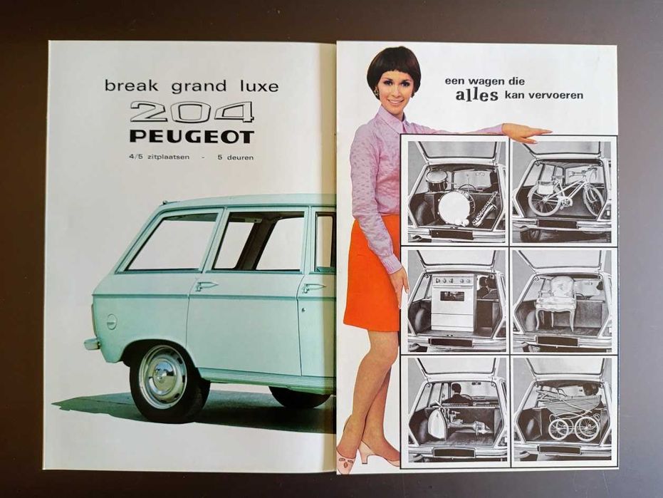 Folheto publicidade memorabilia 1968 Peugeot 204