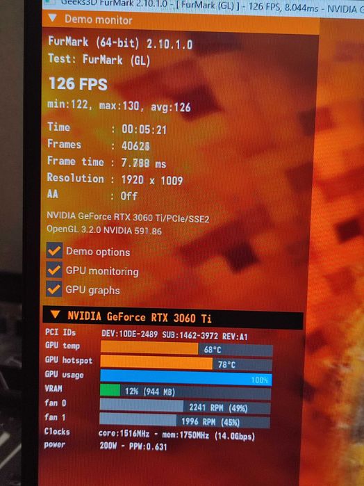 Відеокарта Nvidia GeForce RTX 3060Ti  MSI Ventus 3x