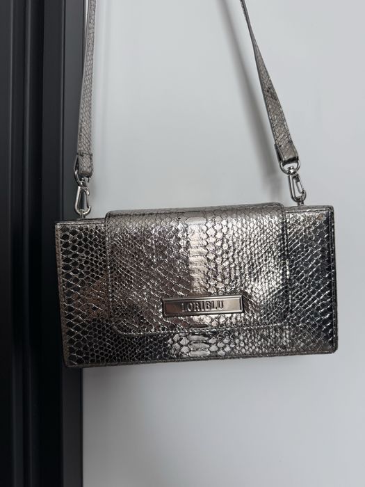 Клатч Італія Italy сумка шкіряна срібна