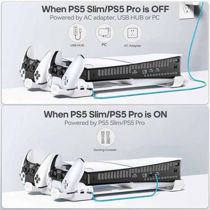 Podstawka chłodząca PS5 Slim Pro pozioma ładowarka padów 939