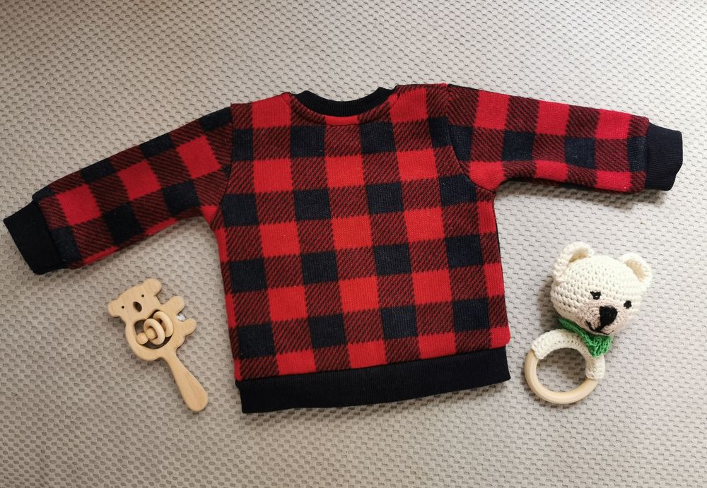 Bluza niemowlęca sweterek w kratę 56 62