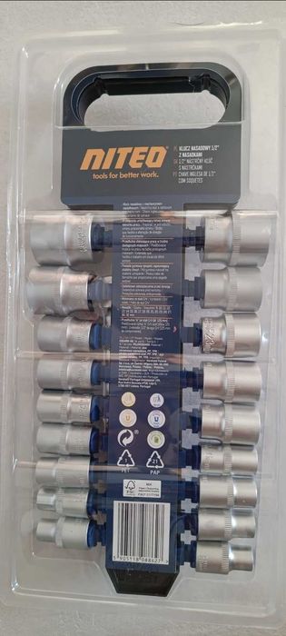Klucz nasadkowy 1/2" z nasadkami, NITEO
