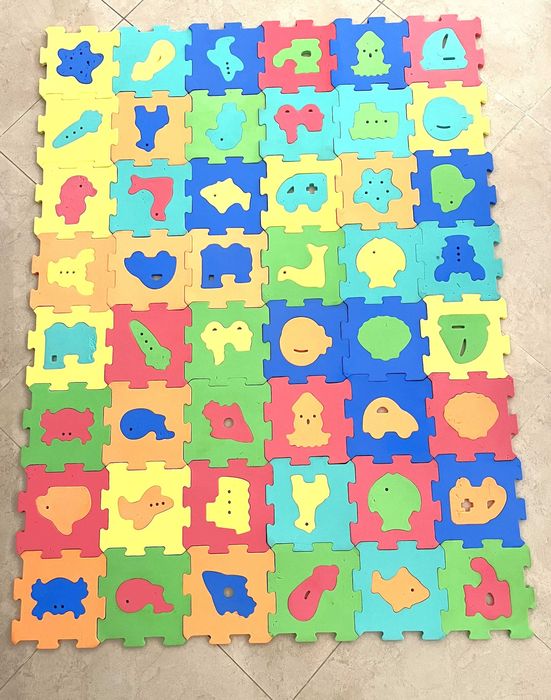 Tapete Espuma Puzzle Animais 48 peças