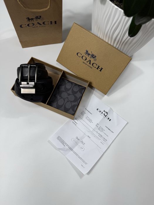 Набір Coach ремінь гаманець подарунковий Чоловічий набір Коач