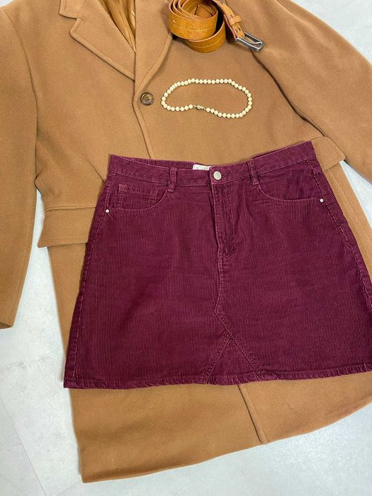 Burgundowa sztruksowa spódnica święta coquette sztruks