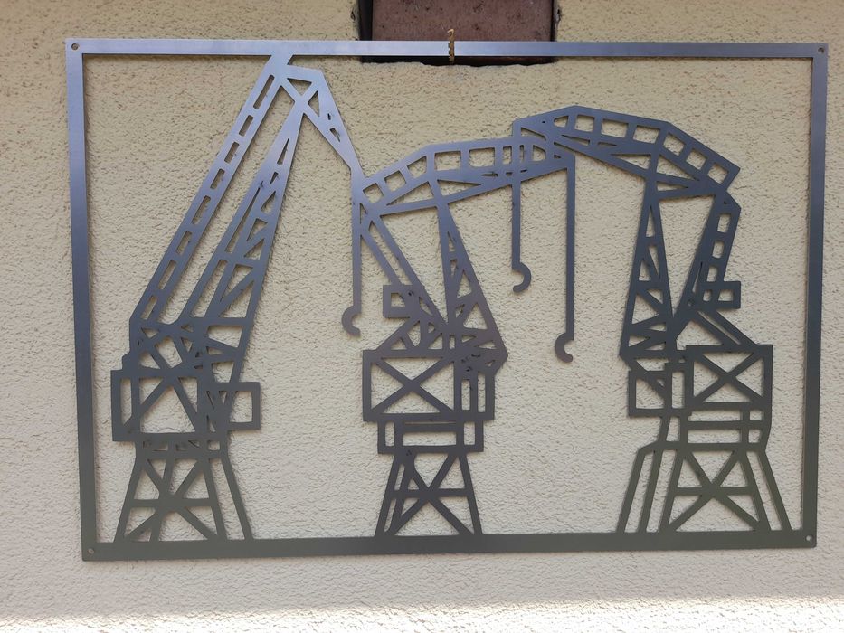 Metalowy obraz dżwigozaury szczecińskie