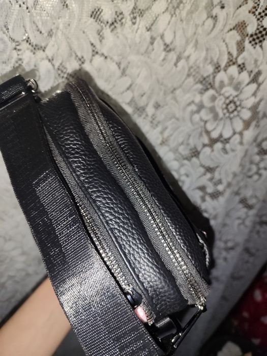 Барсетка сумка чоловіча через плече шкіряна чорна