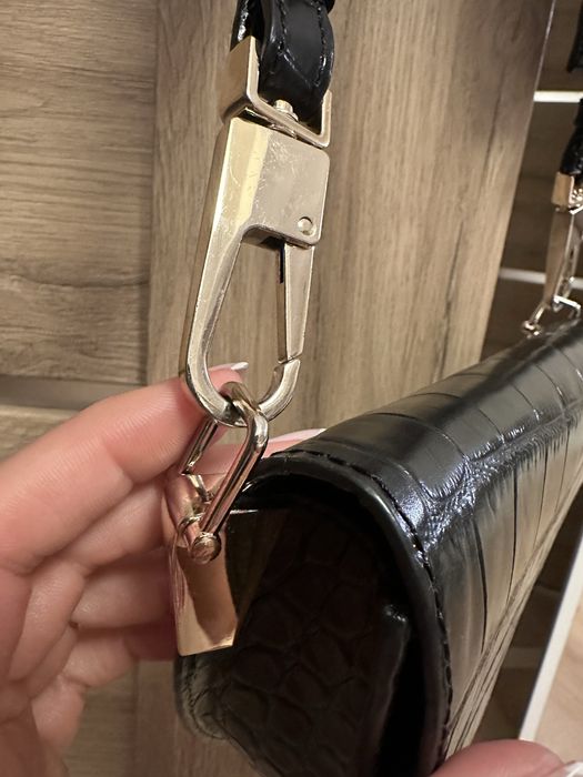 Torebka Chylak czarny błyszczący krokodyl