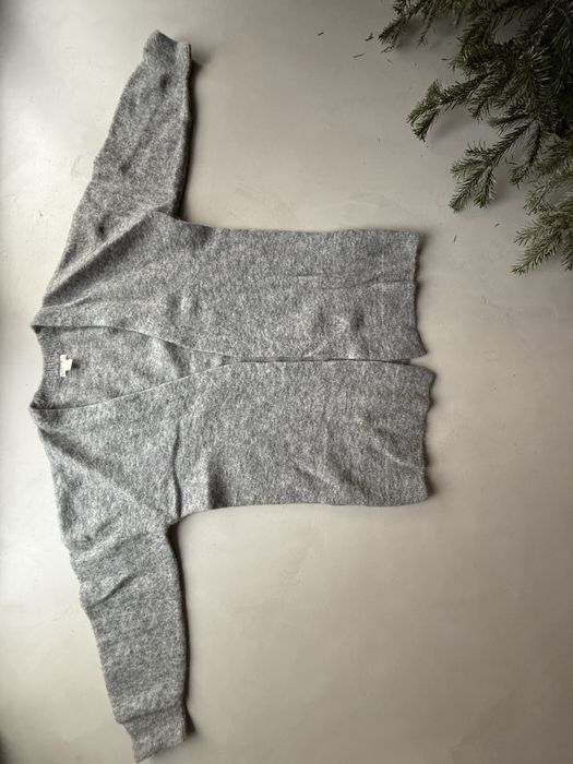 HM - szary sweter kardigan wełna moher - M