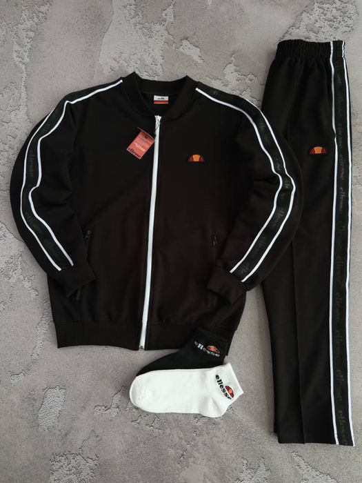 Мужской спортивный костюм элис Ellesse черный/молочный  [S,M,L,XL,XXL] + носки в подарок!